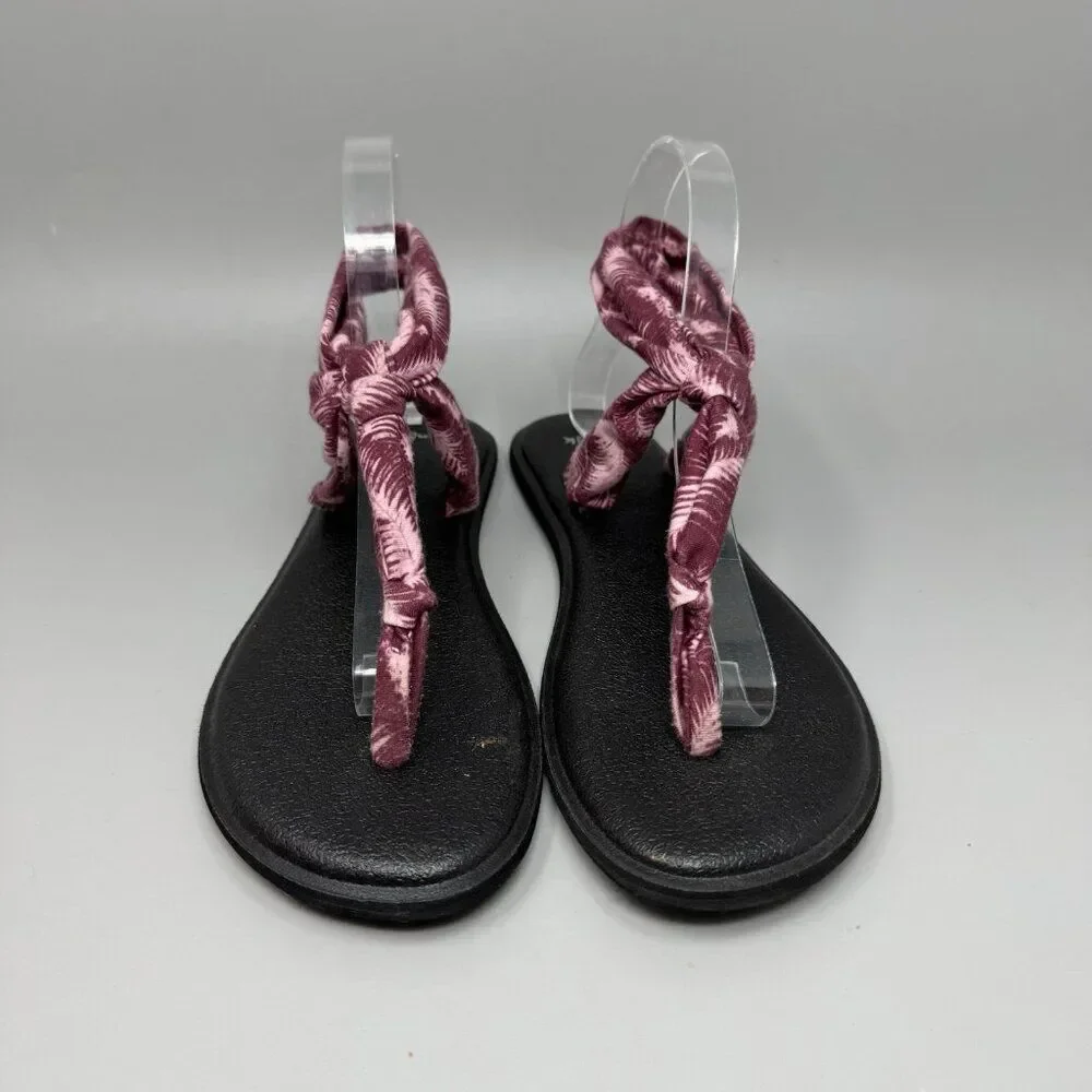 Sanuk Shoes Womens 8 Yoga Sling Ella Prints Slingback Flip Flops 1017884 Pink